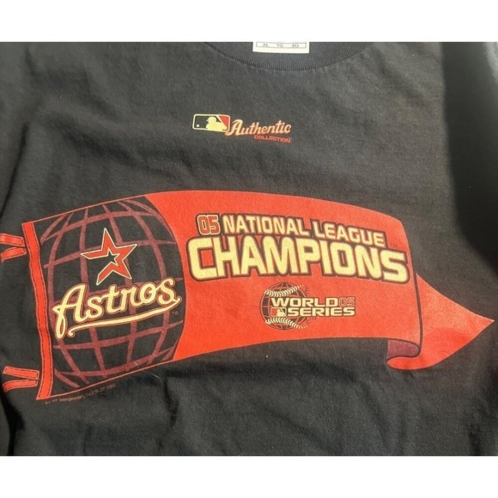Astros 05 T Tee Shirt XL National League Champions MLB Collection Black Cotton‎